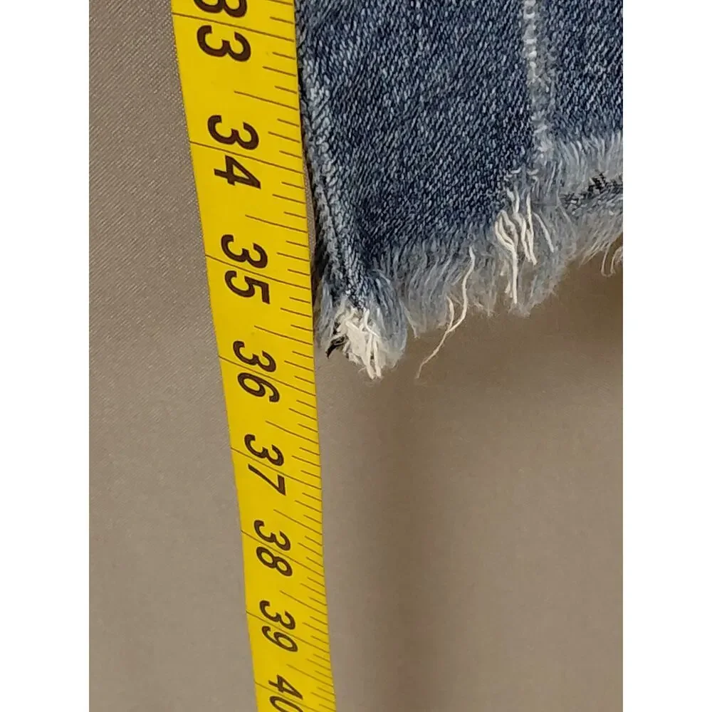 KUT from the Kloth Blue Distressed Raw Hem Straight Leg Jeans Women Size 4